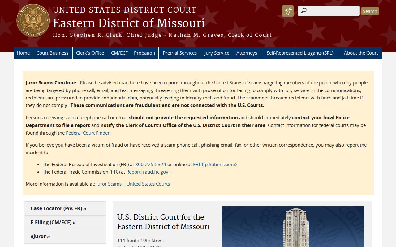 Federal court layer for a Chaffee criminal record search