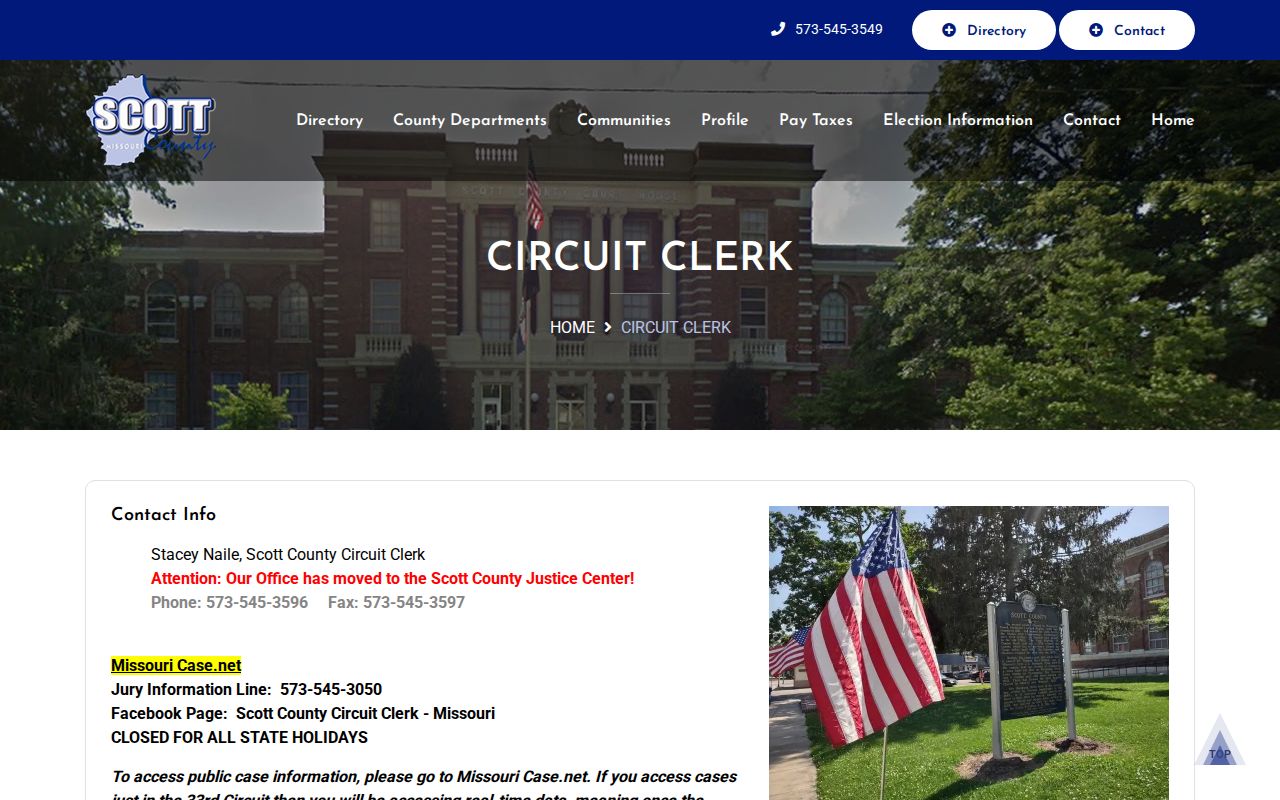 Scott County court case records on the Circuit Clerk website