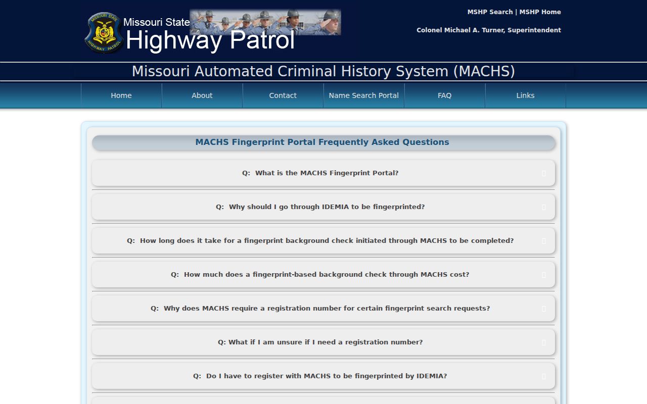 Missouri MACHS fingerprint search frequently asked questions
